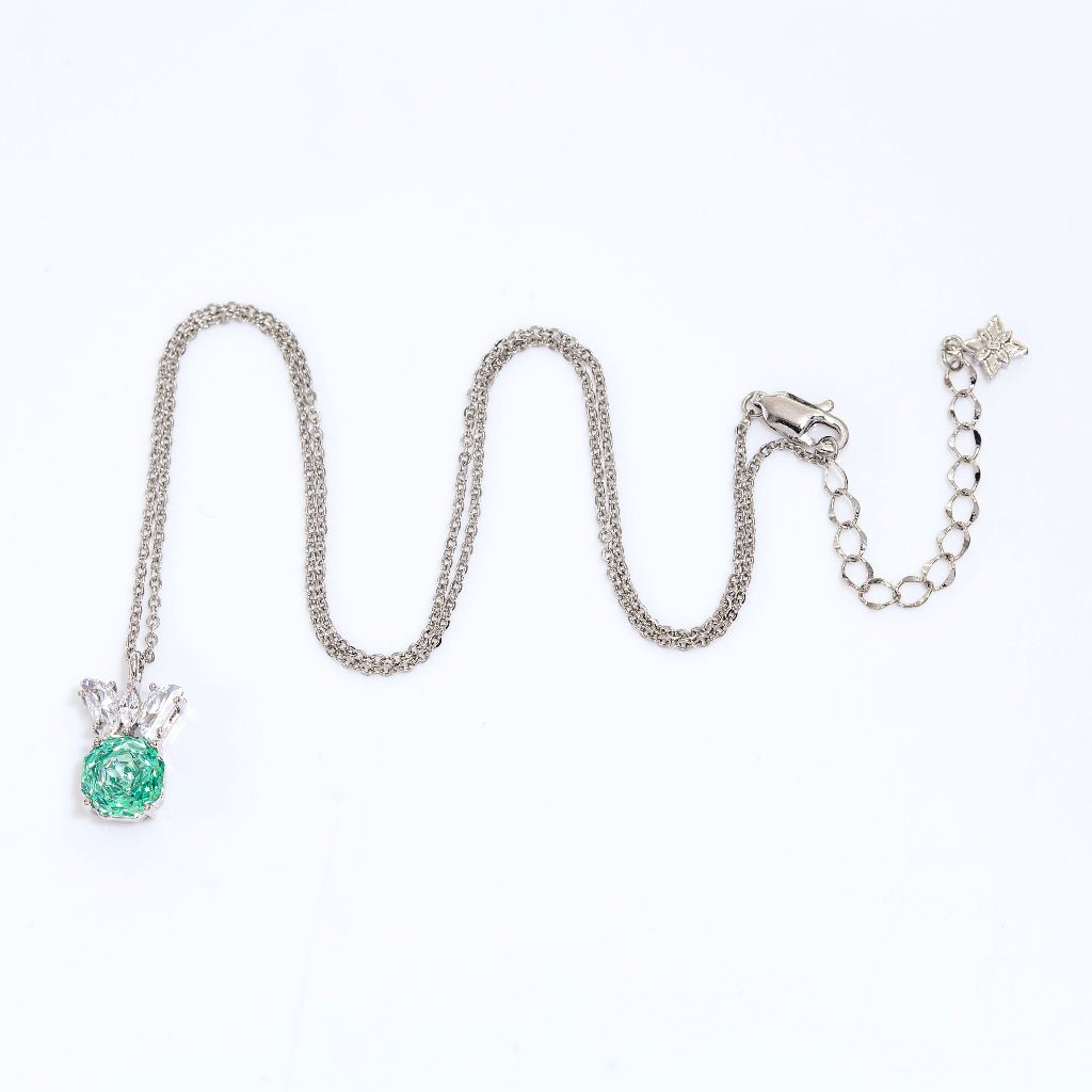 Sea Foam Mint Rose Cut Crystal Butterfly Pendant Necklace | Luxury Necklace by Kohizen