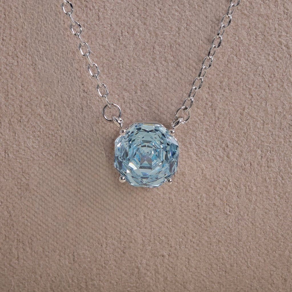 Sky Blue Rose Cut Crystal Pendant Necklace | Luxury Necklace by Kohizen