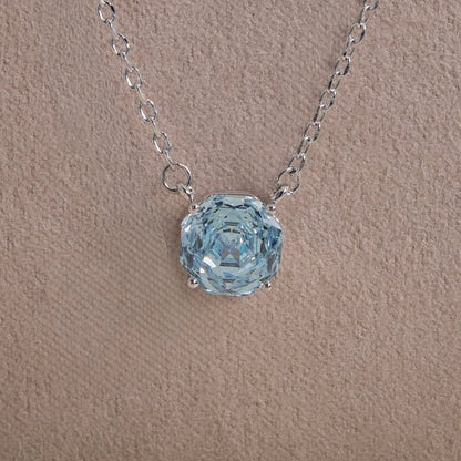 Sky Blue Rose Cut Crystal Pendant Necklace | Luxury Necklace by Kohizen