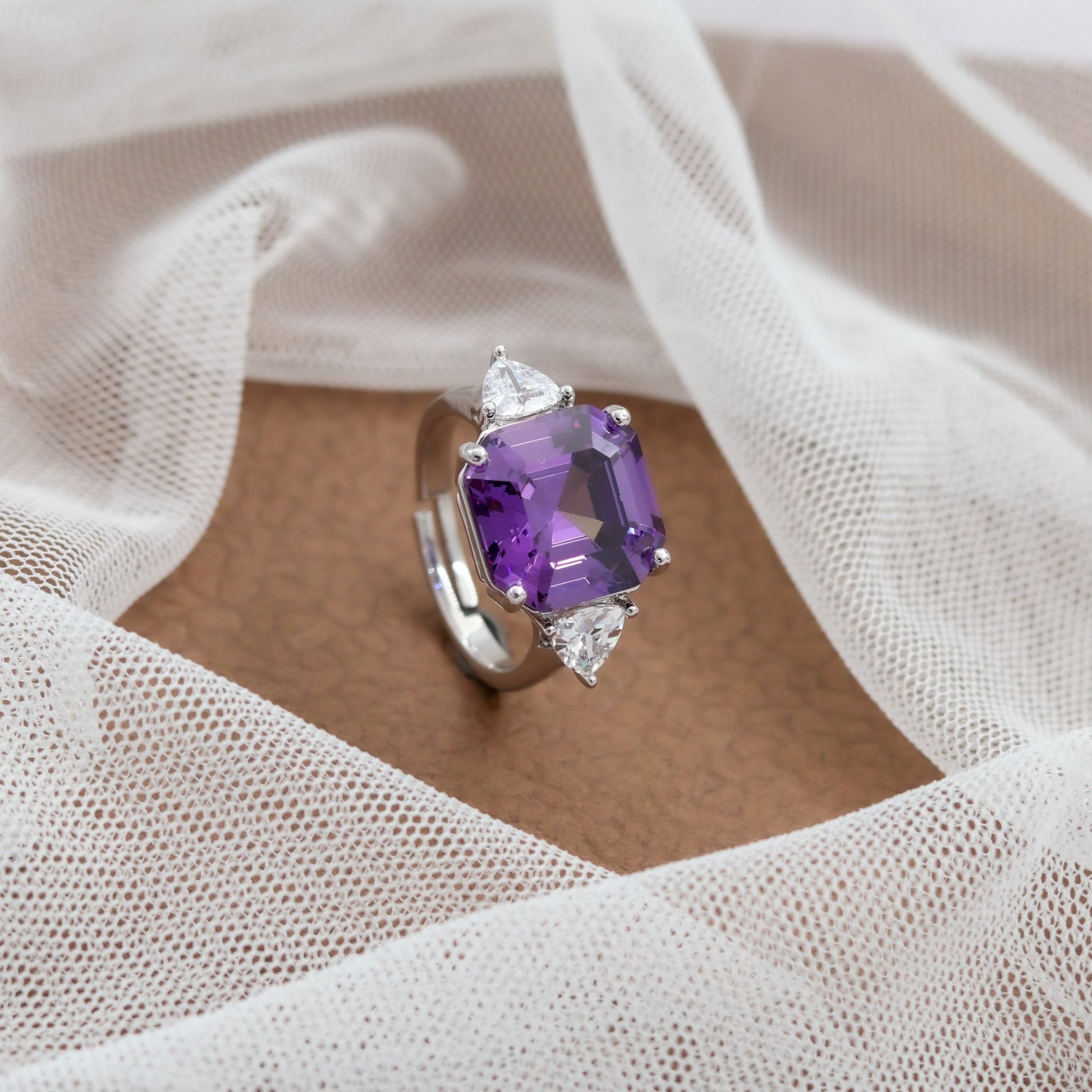 The Amethyst That Waited For A Queen | Luxury Adjustable Statement Ring by Kohizen