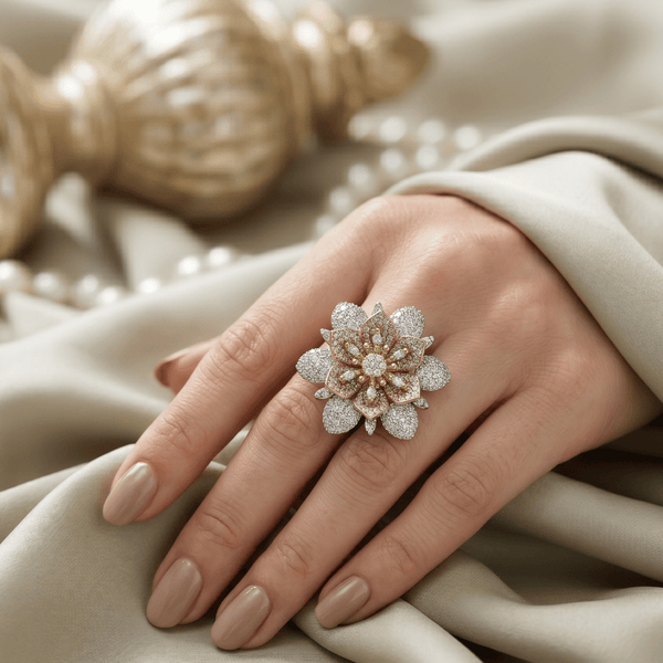 The Bloom That Gathered Three Seasons | Luxury Adjustable Statement Ring by Kohizen