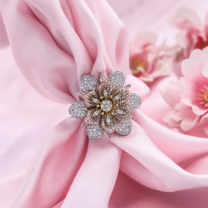 The Bloom That Gathered Three Seasons | Luxury Adjustable Statement Ring by Kohizen