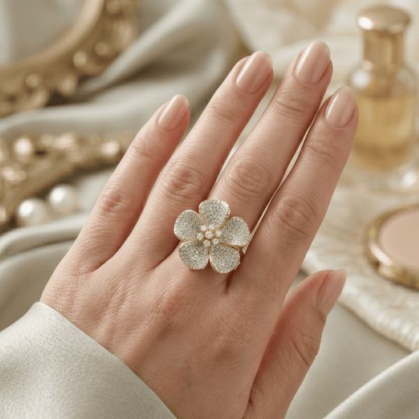 The Flower That Chose To Stay | Luxury Adjustable Statement Ring by Kohizen