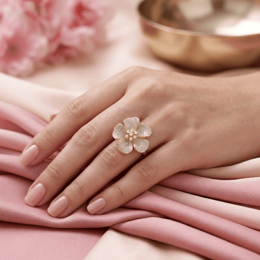 The Flower That Chose To Stay | Luxury Adjustable Statement Ring by Kohizen