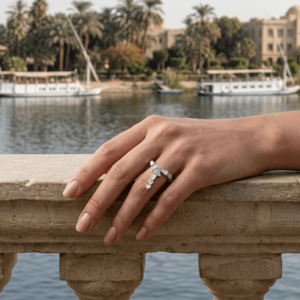 The Whispers of the Nile | Luxury Adjustable Statement Ring by Kohizen
