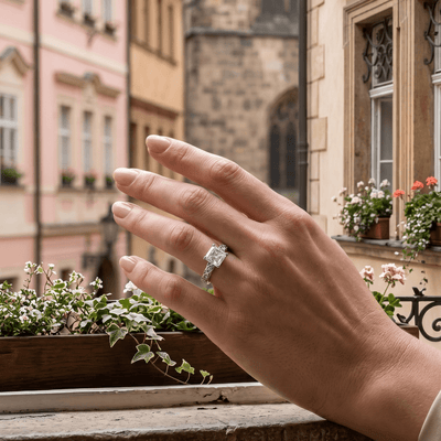 The Windows of Prague — Silver Square-Cut Ring