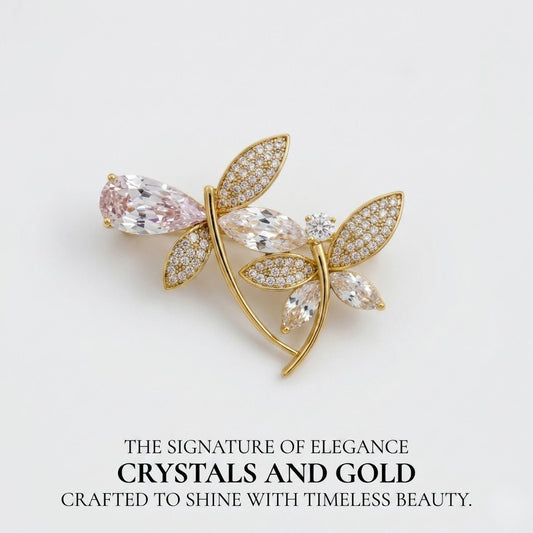 Twin Dragonfly Crystal Brooch | Luxury by Kohizen