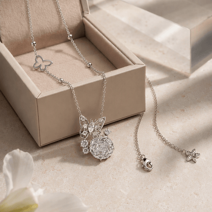 Zirconia Crystal Rose Cut Butterfly Pendant Necklace | Luxury Necklace by Kohizen