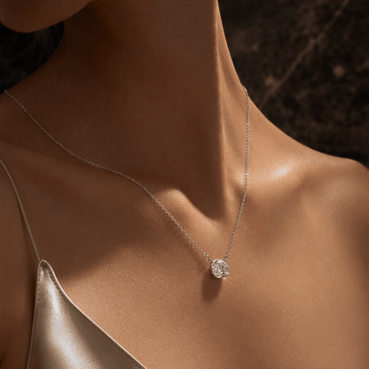 Zirconia Solitaire Rose Cut Pendant Necklace | Luxury Necklace by Kohizen