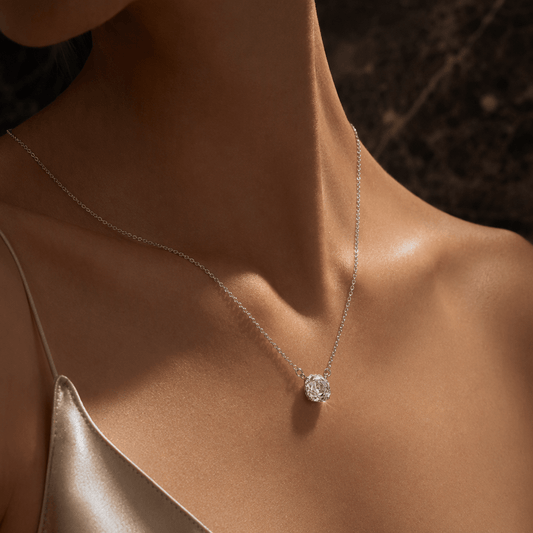 Zirconia Solitaire Rose Cut Pendant Necklace | Luxury Necklace by Kohizen