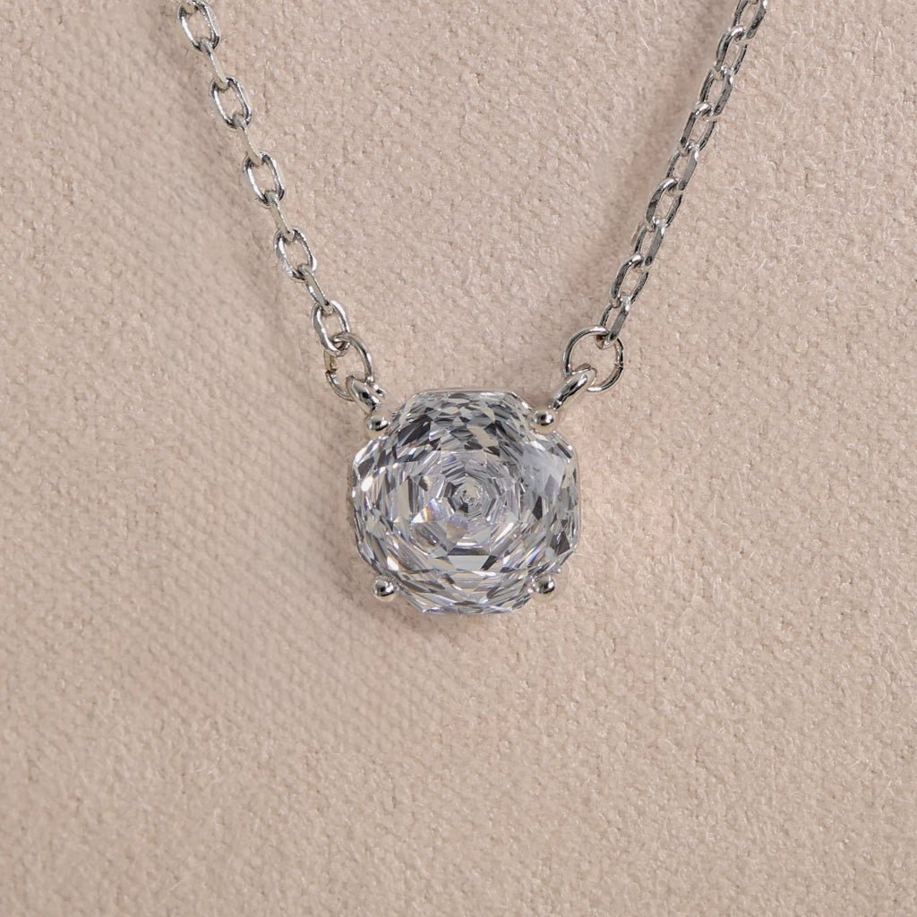 Zirconia Solitaire Rose Cut Pendant Necklace | Luxury Necklace by Kohizen